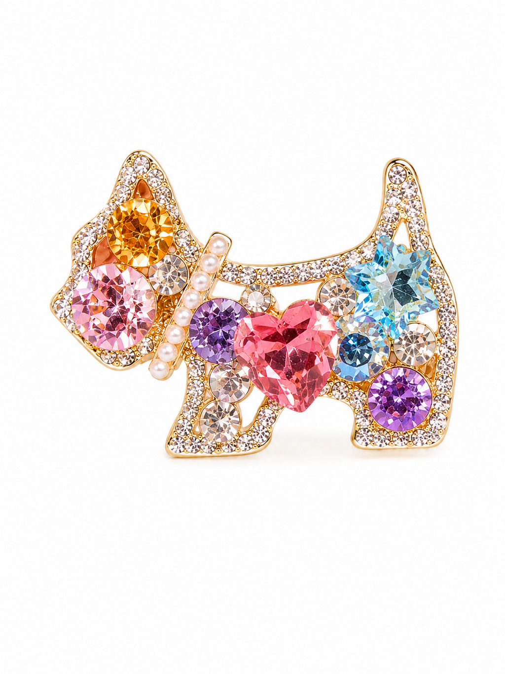 Rainbow Puppy Crystal Hair Clip