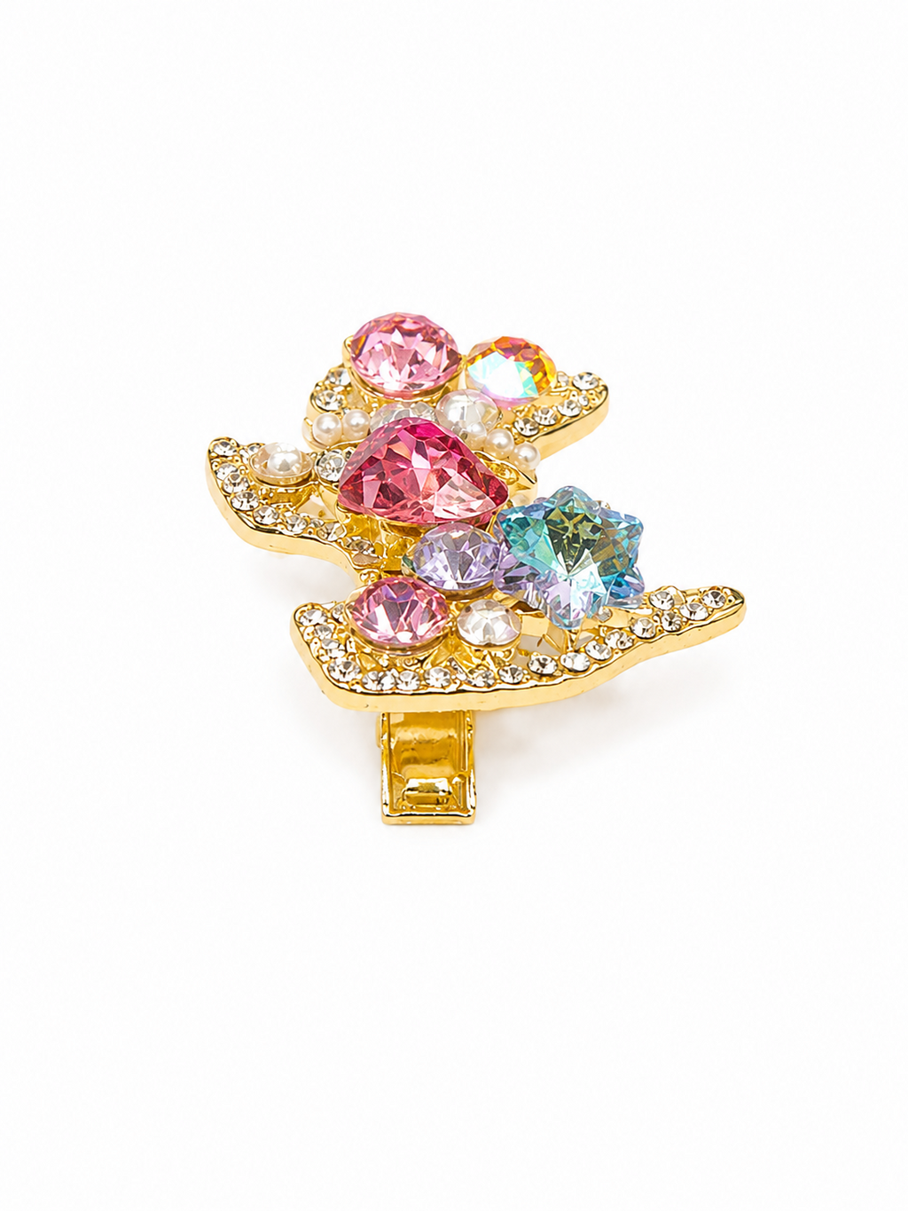 Rainbow Puppy Crystal Hair Clip