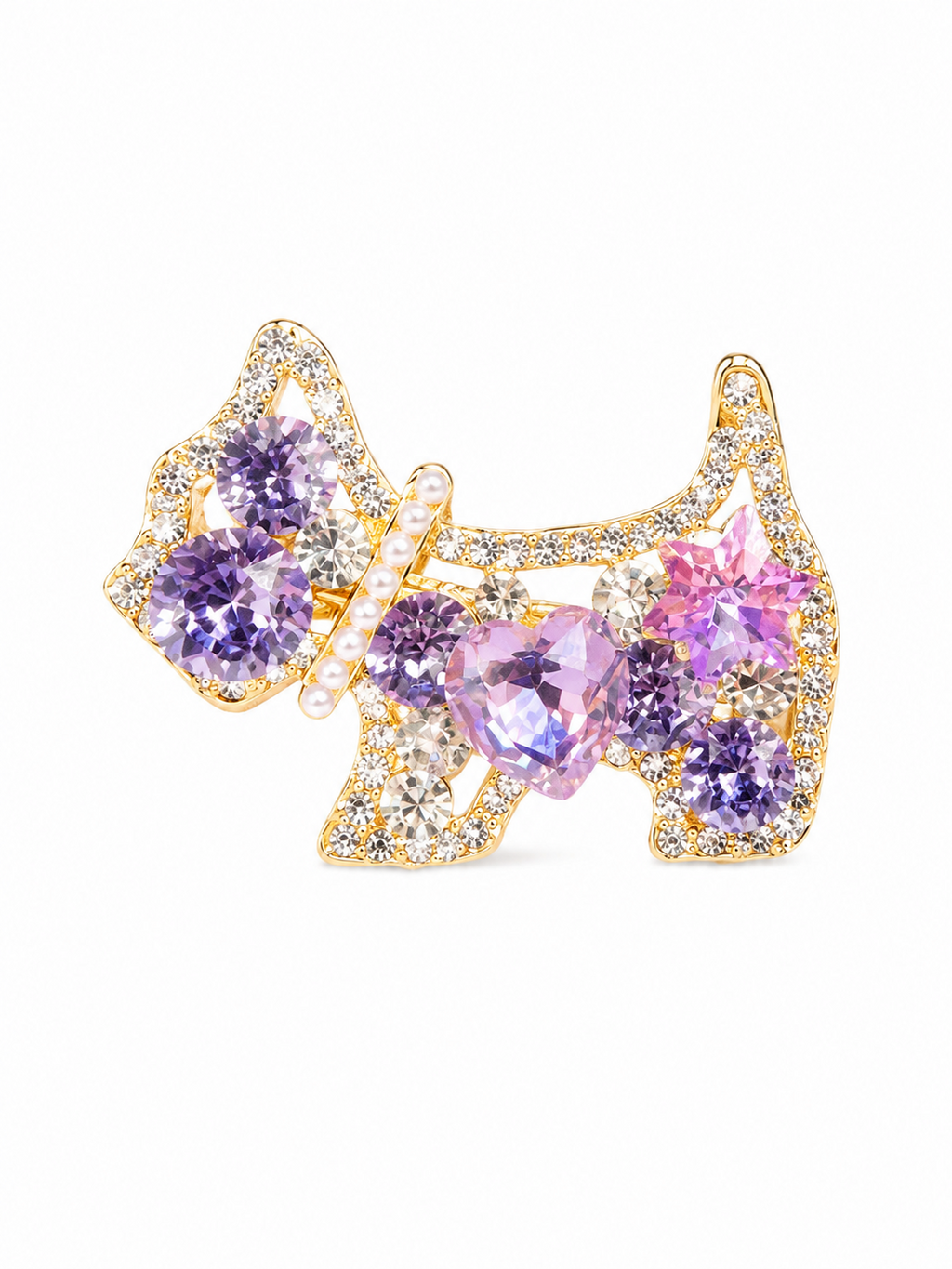 Purple Puppy Crystal Hair Clip