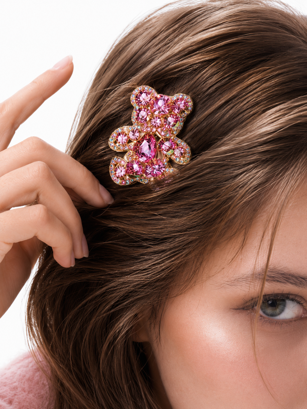 Dreamy Teddy Crystal Hair Clip