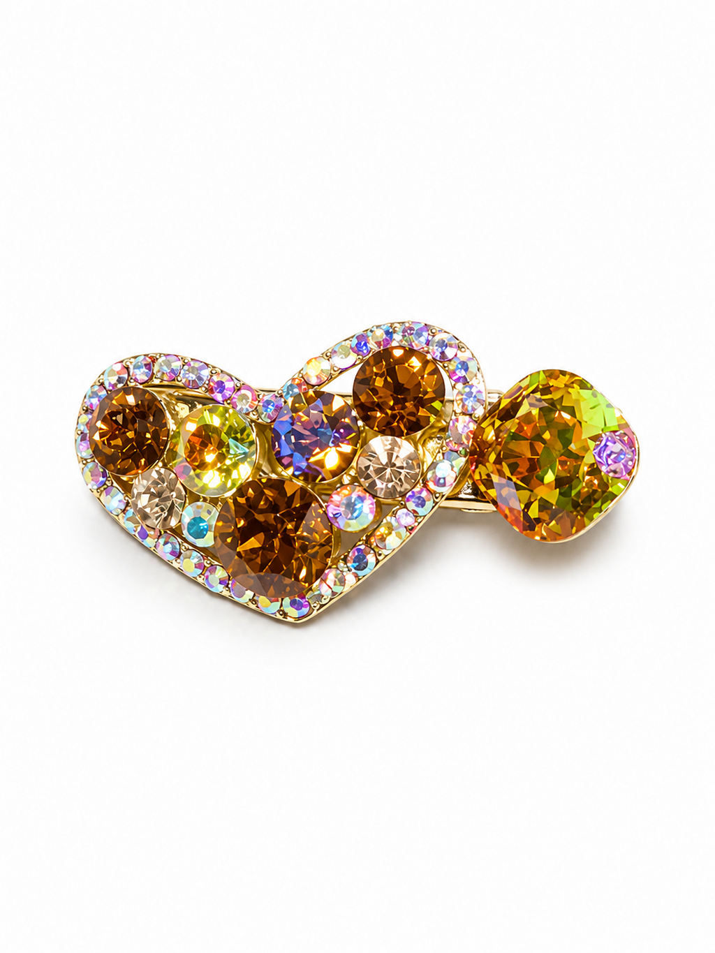 Mocha Crystal Heart Hair Clip