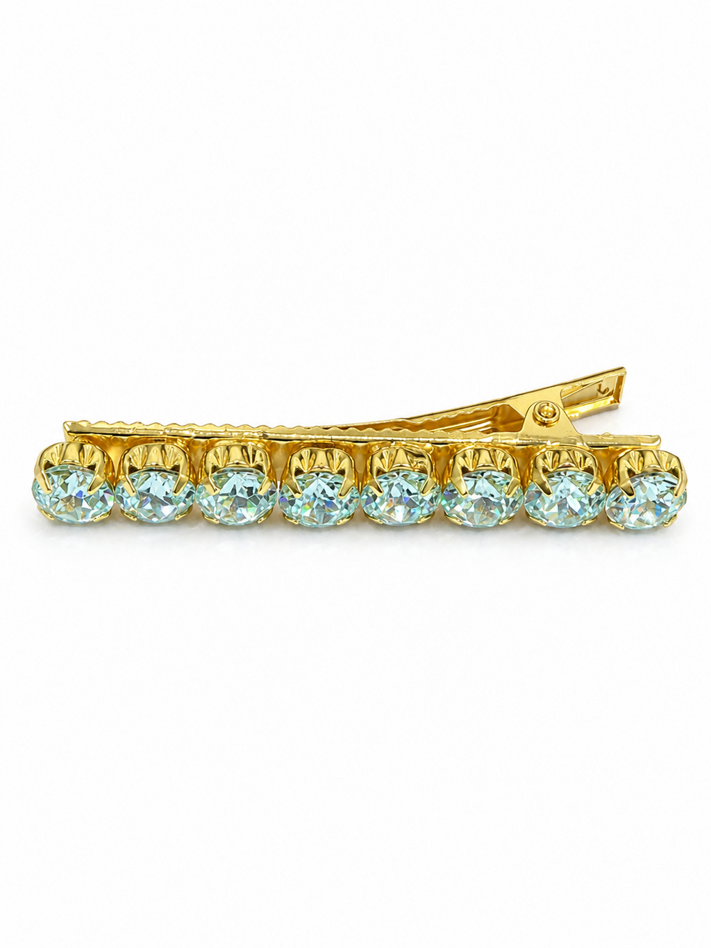 Light Blue 16 Hearts & 16 Arrows CZ Hair Clip
