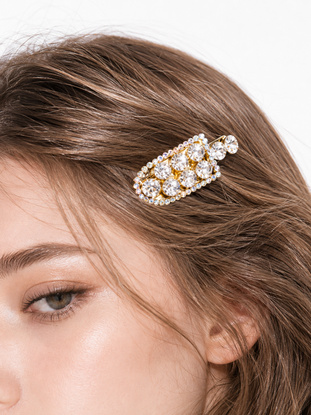 Stardust White & Blush Crystal Hair Clip