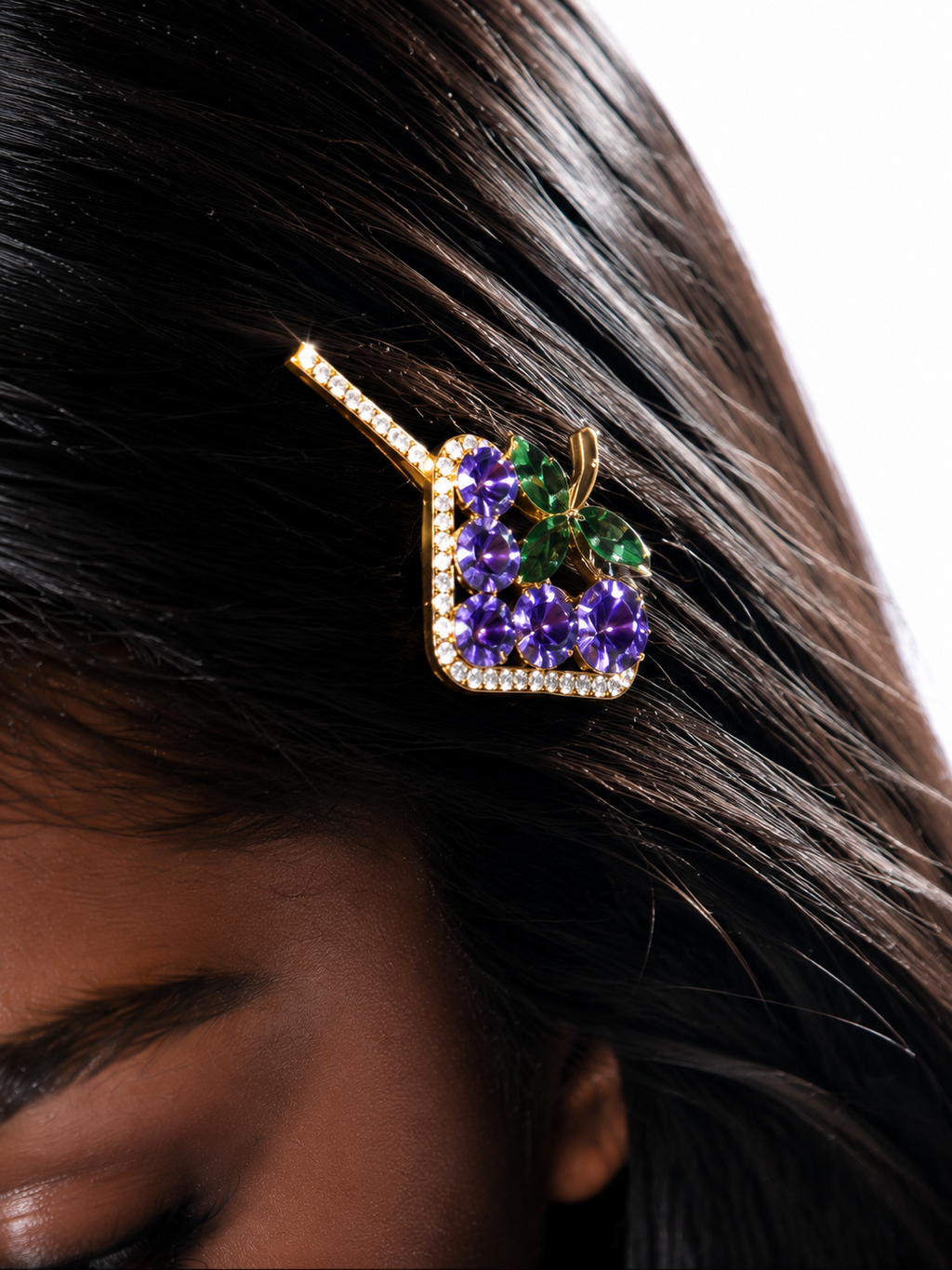 Purple Berry Crystal Hair Clip