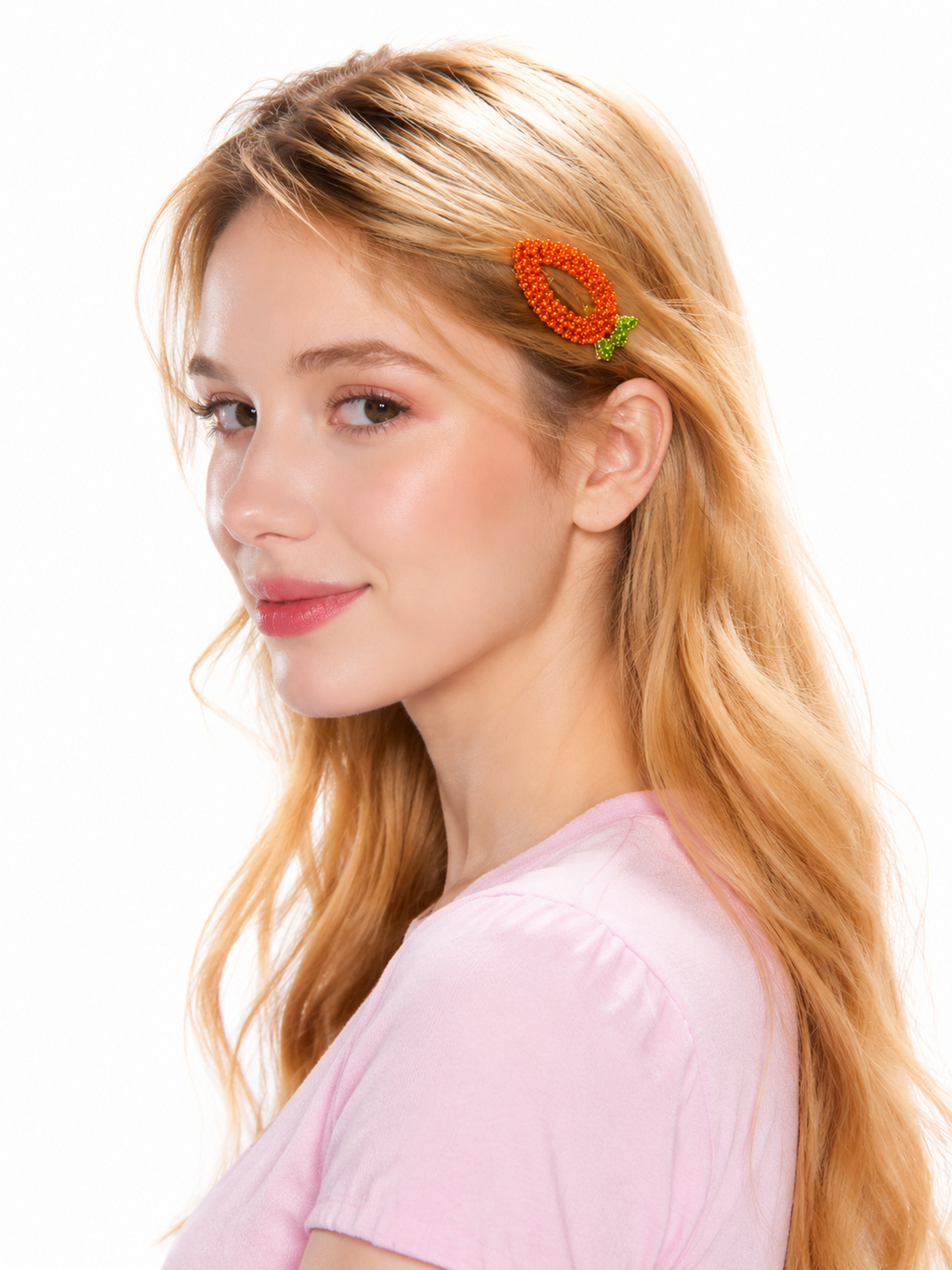 Sparkling Carrot Rhinestone Hair Clip