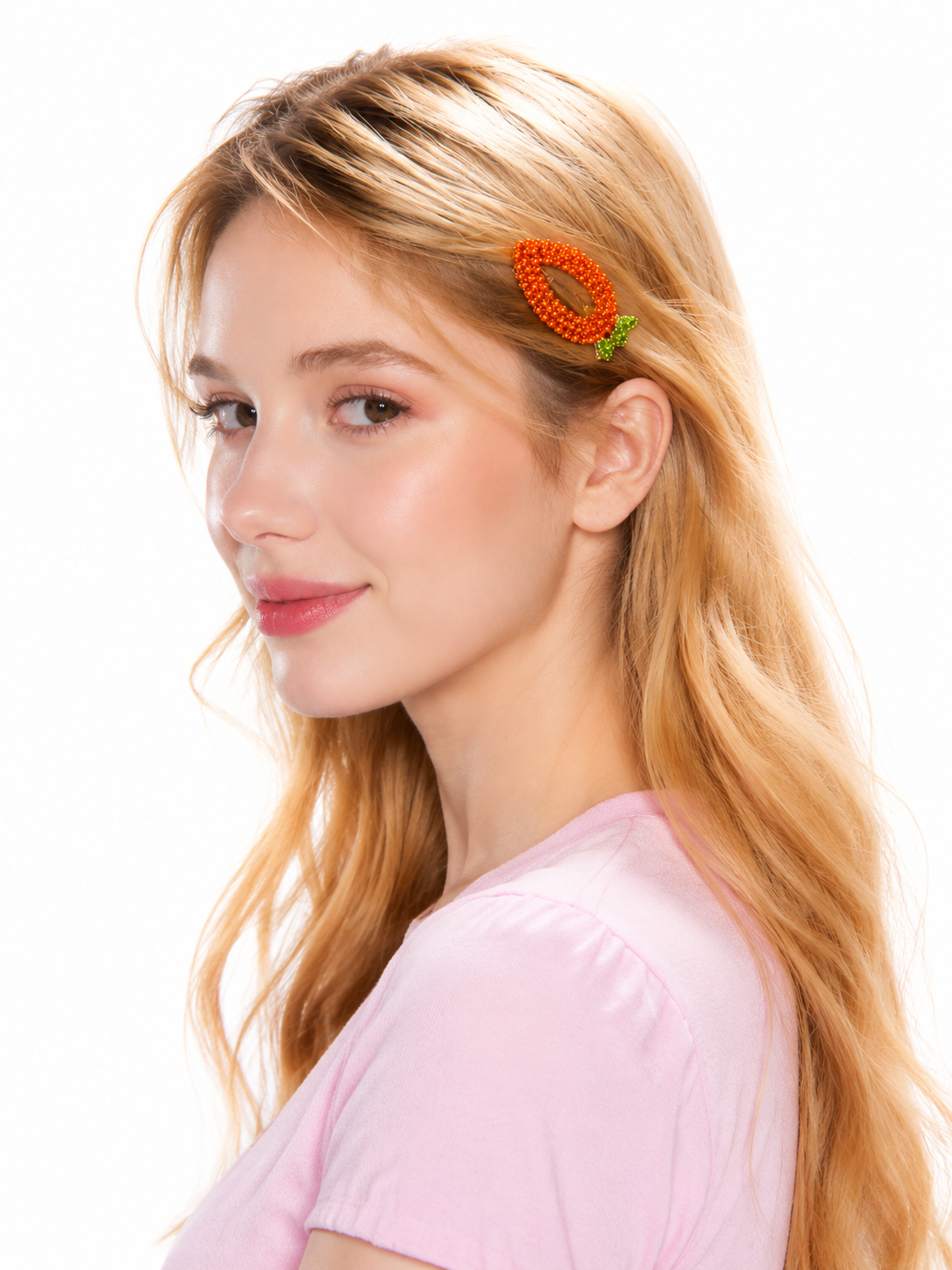 Sparkling Carrot Rhinestone Hair Clip
