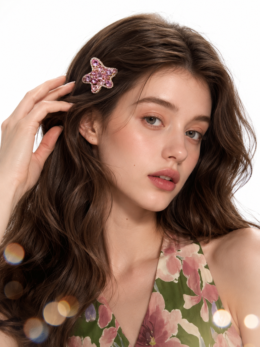 Blush Starfish Rhinestone Hair Clip