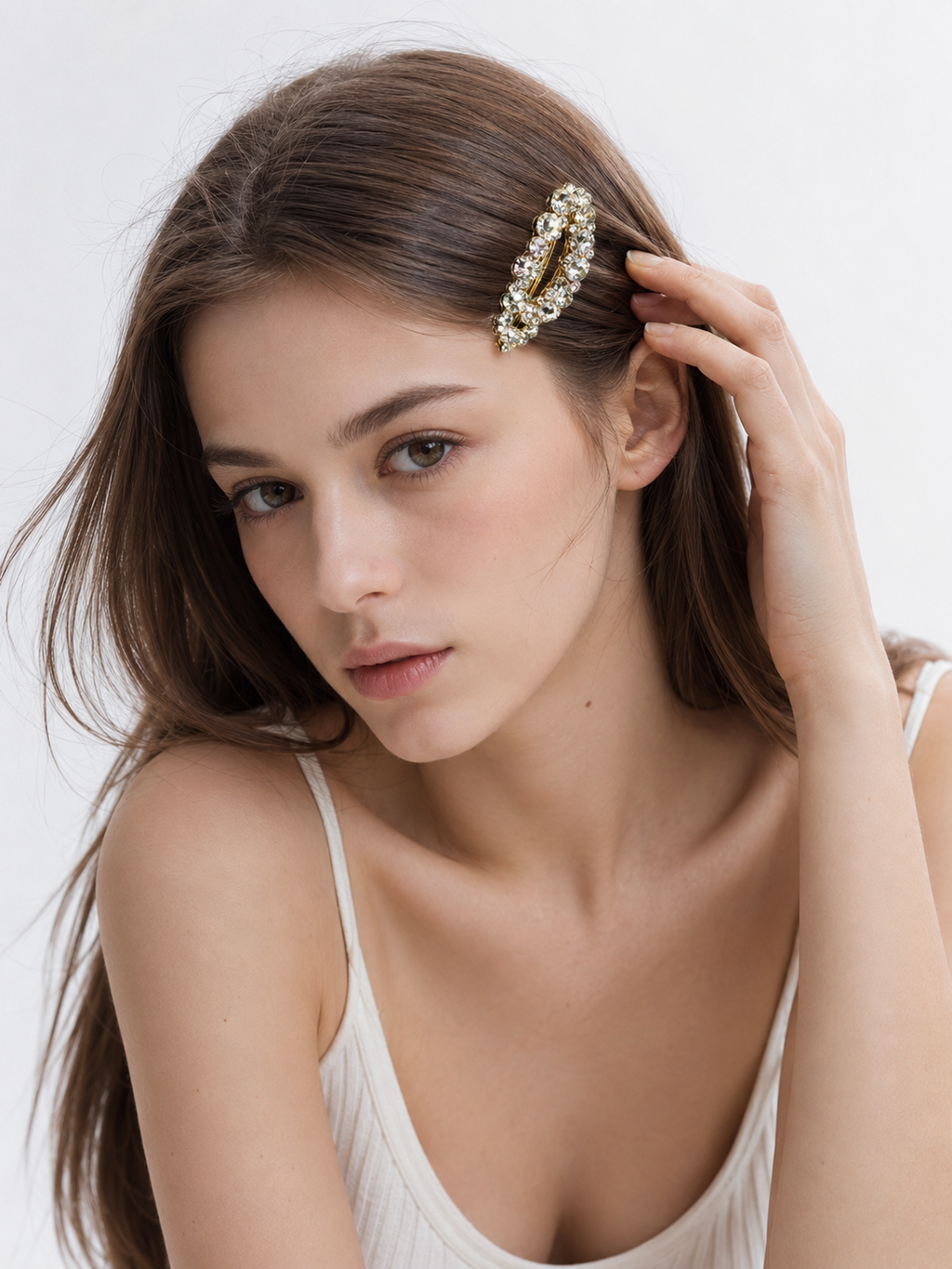 Freya's Leaf Crystal Hair Clip