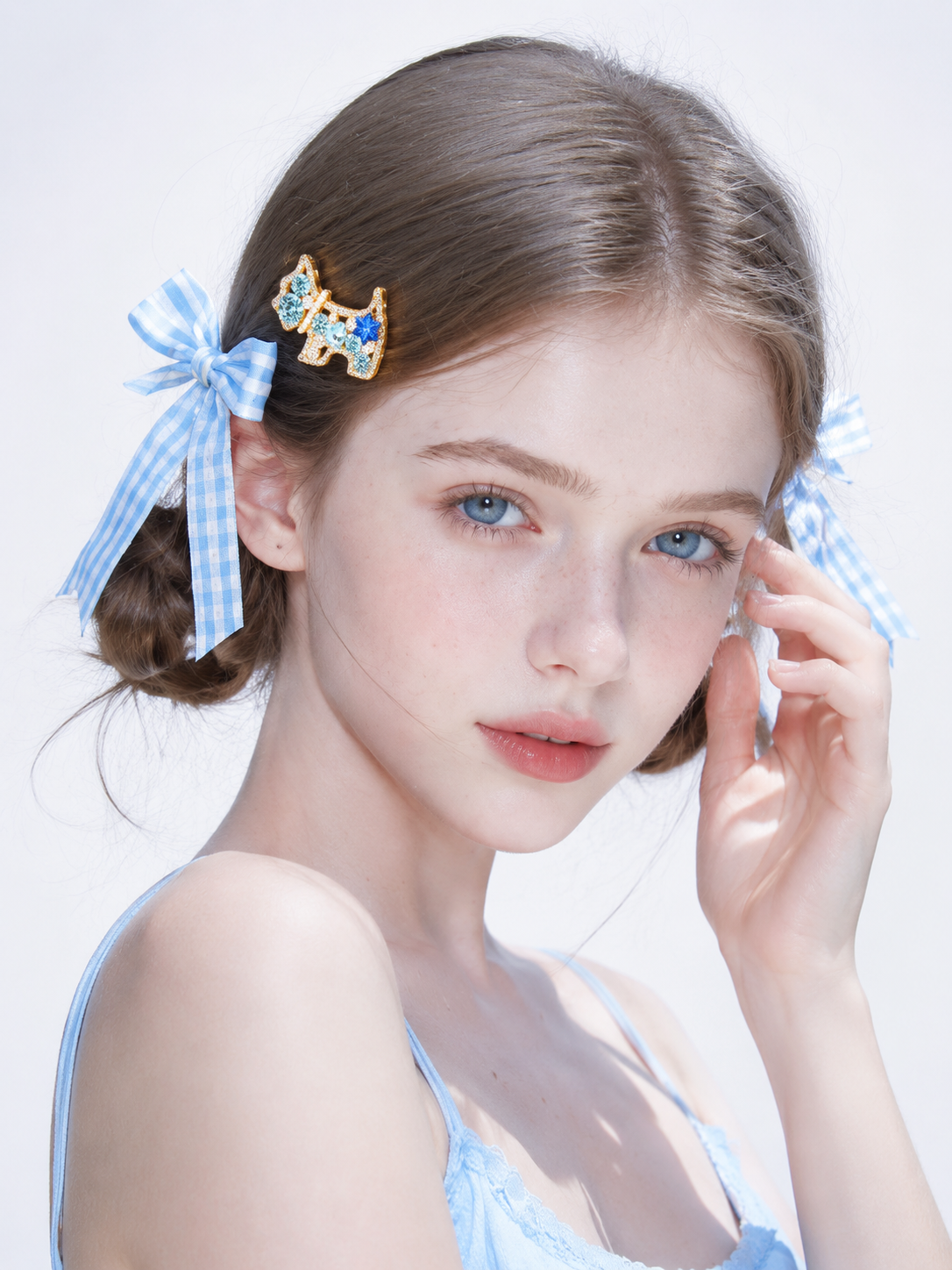 Blue Puppy Crystal Hair Clip