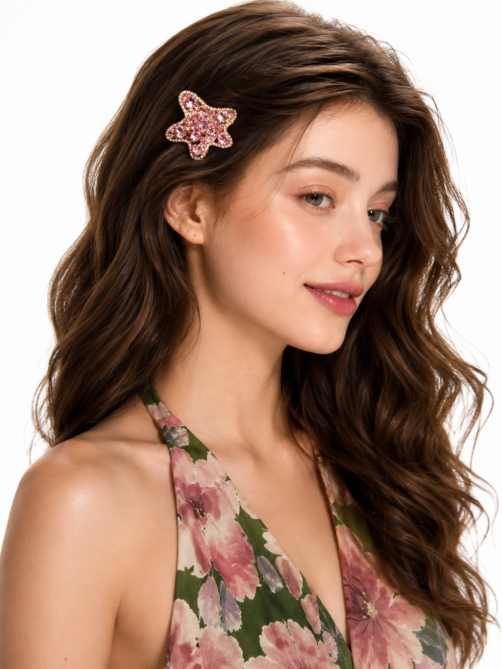 Blush Starfish Rhinestone Hair Clip