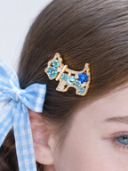 Blue Puppy Crystal Hair Clip