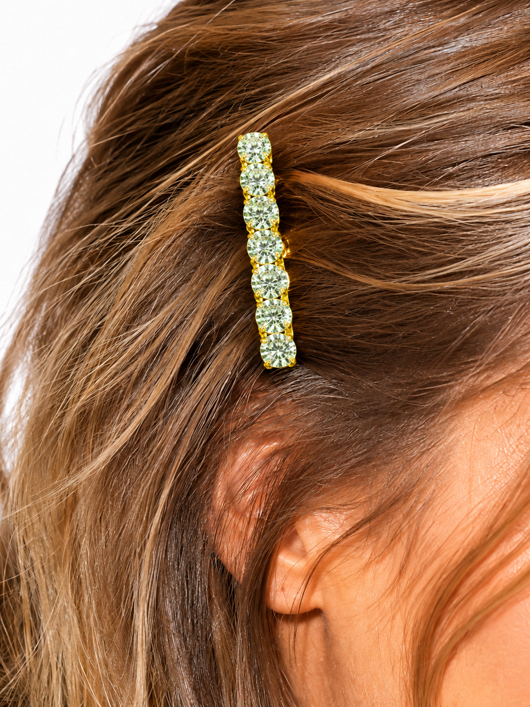 Light Blue 16 Hearts & 16 Arrows CZ Hair Clip