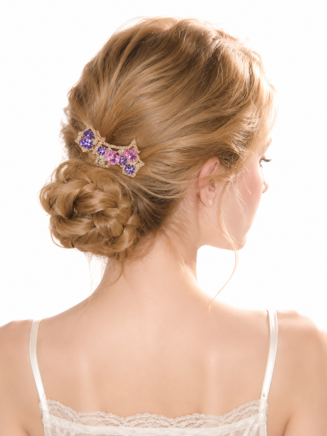 Purple Puppy Crystal Hair Clip