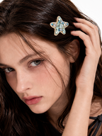Blue Starfish Rhinestone Hair Clip
