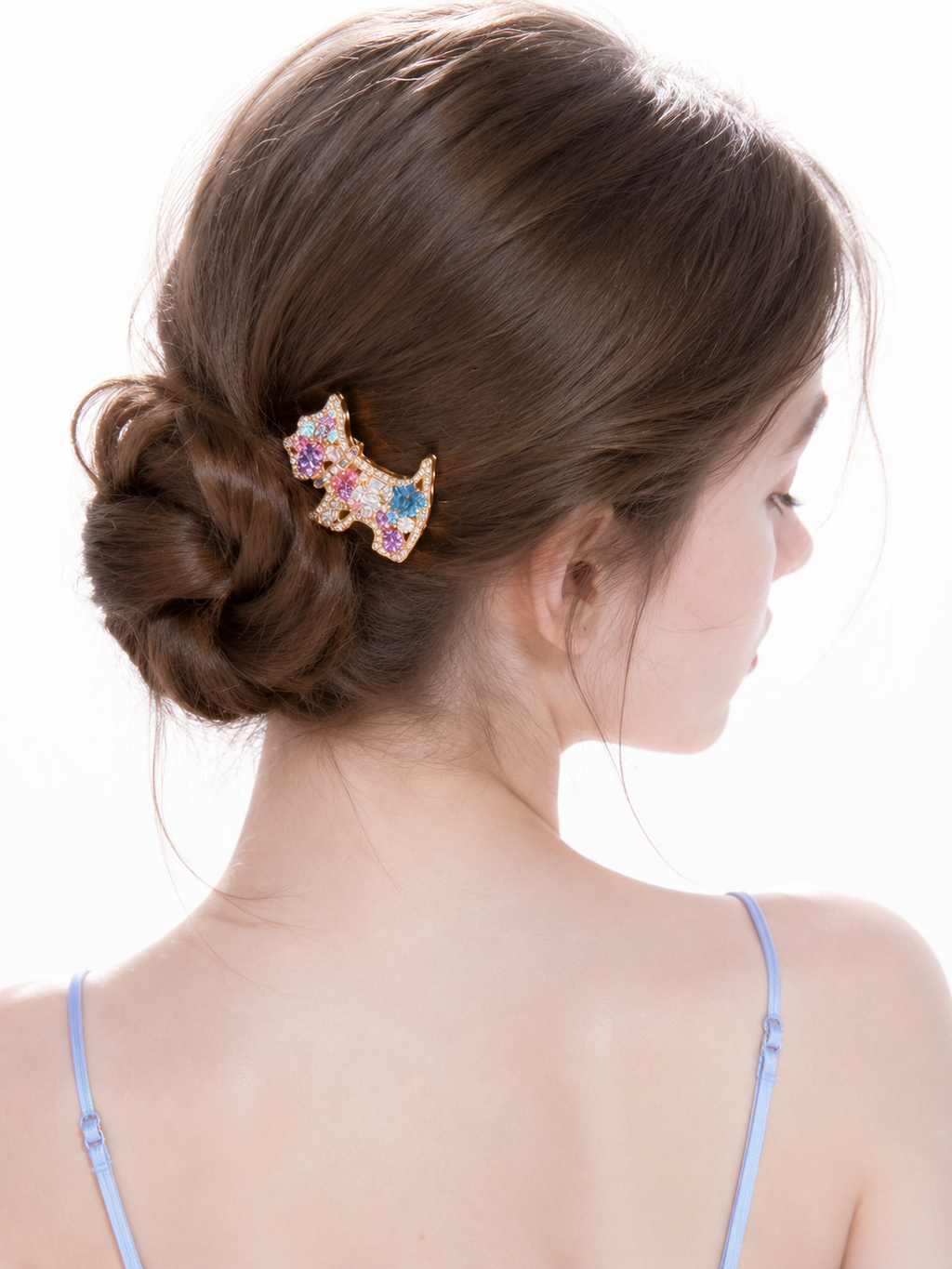 Rainbow Puppy Crystal Hair Clip