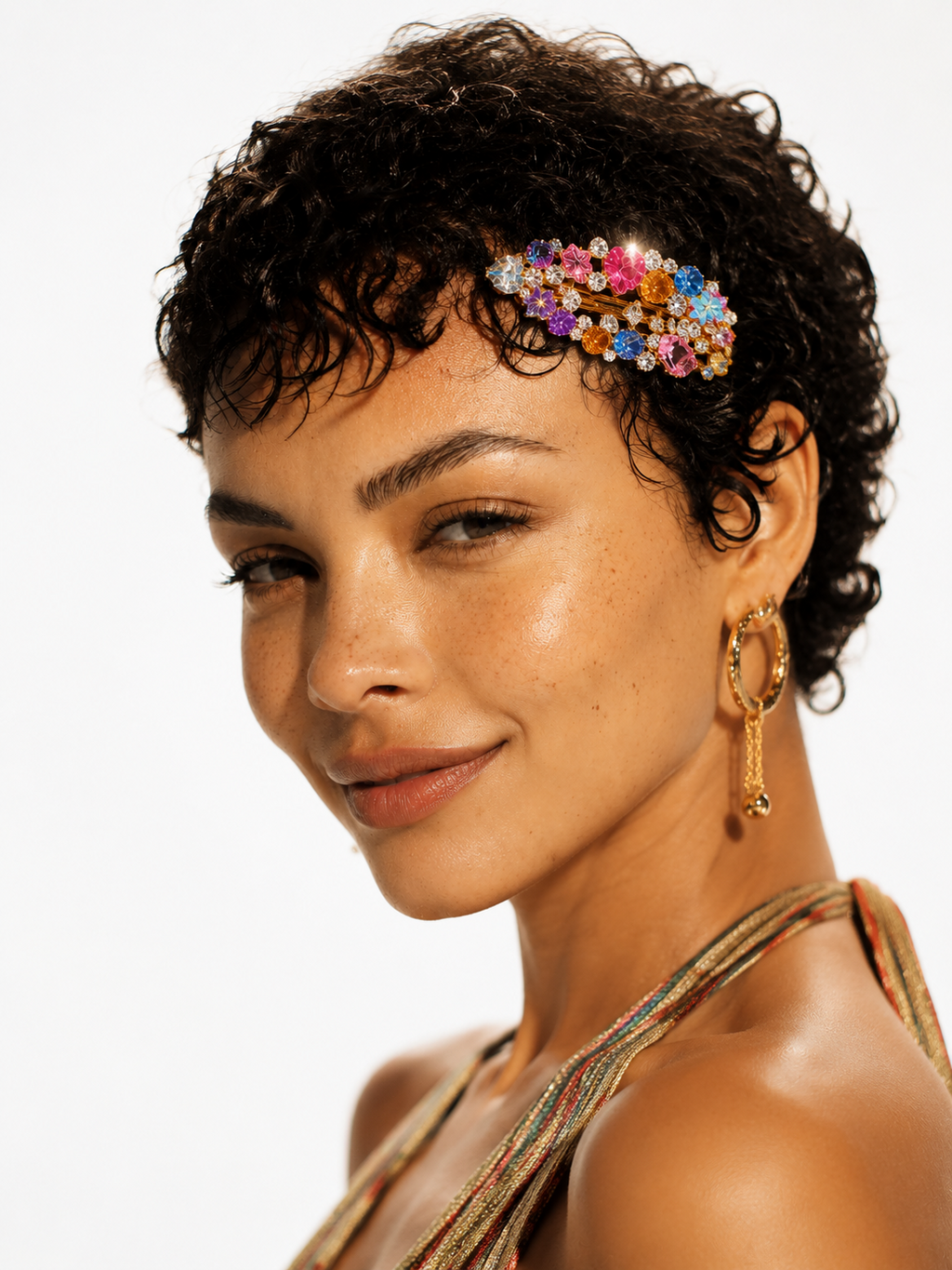 Freya Rainbow Crystal Leaf Hair Clip