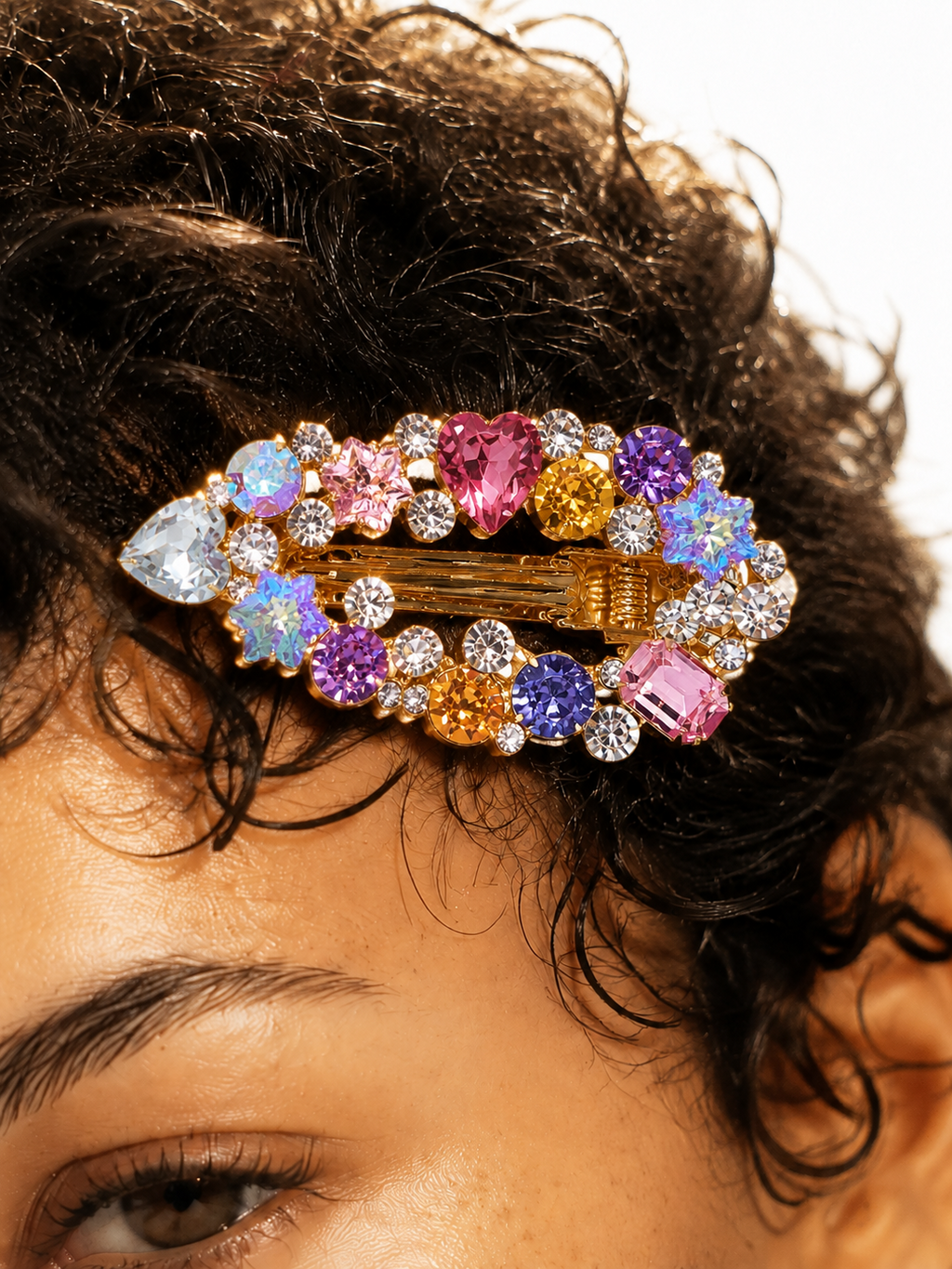 Freya Rainbow Crystal Leaf Hair Clip