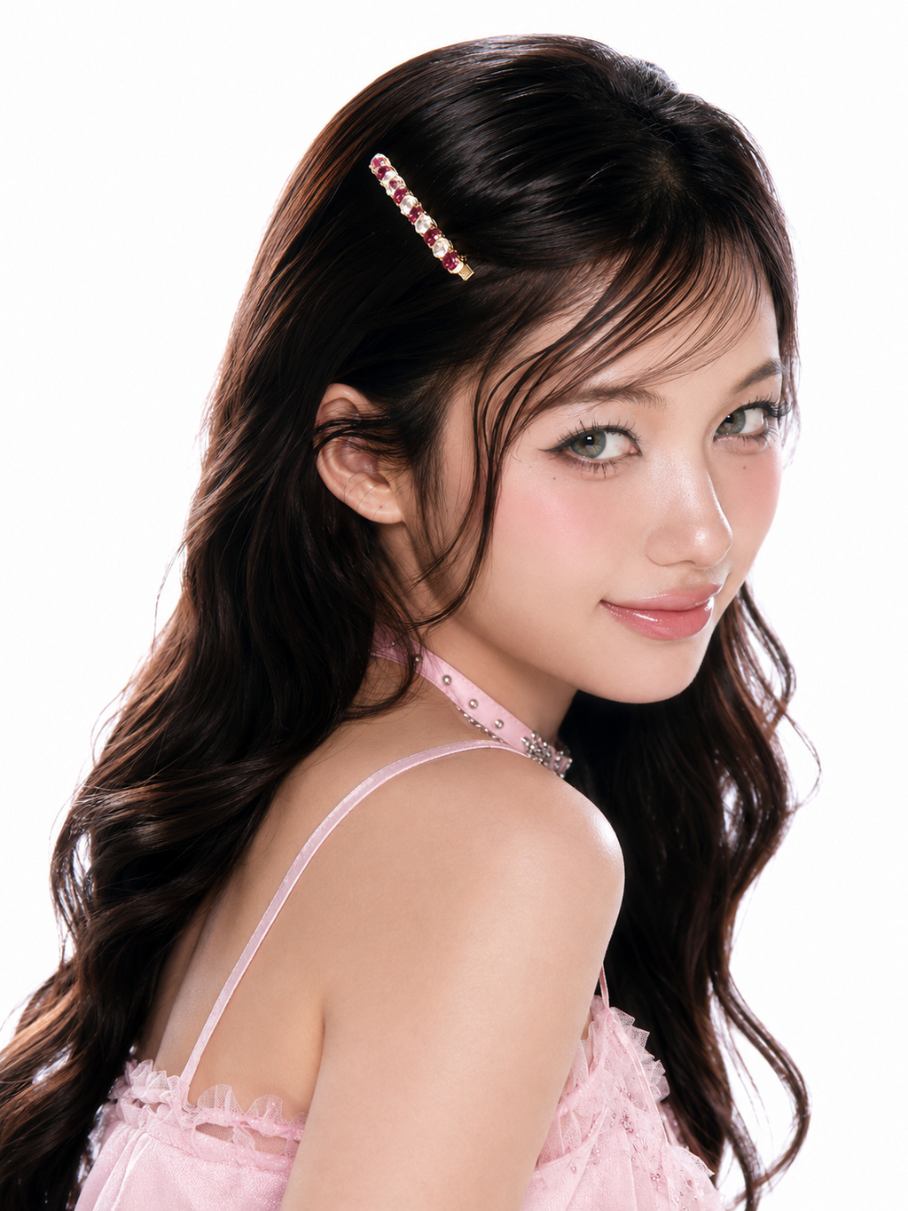Crimson Pearl Crystal Hair Clip