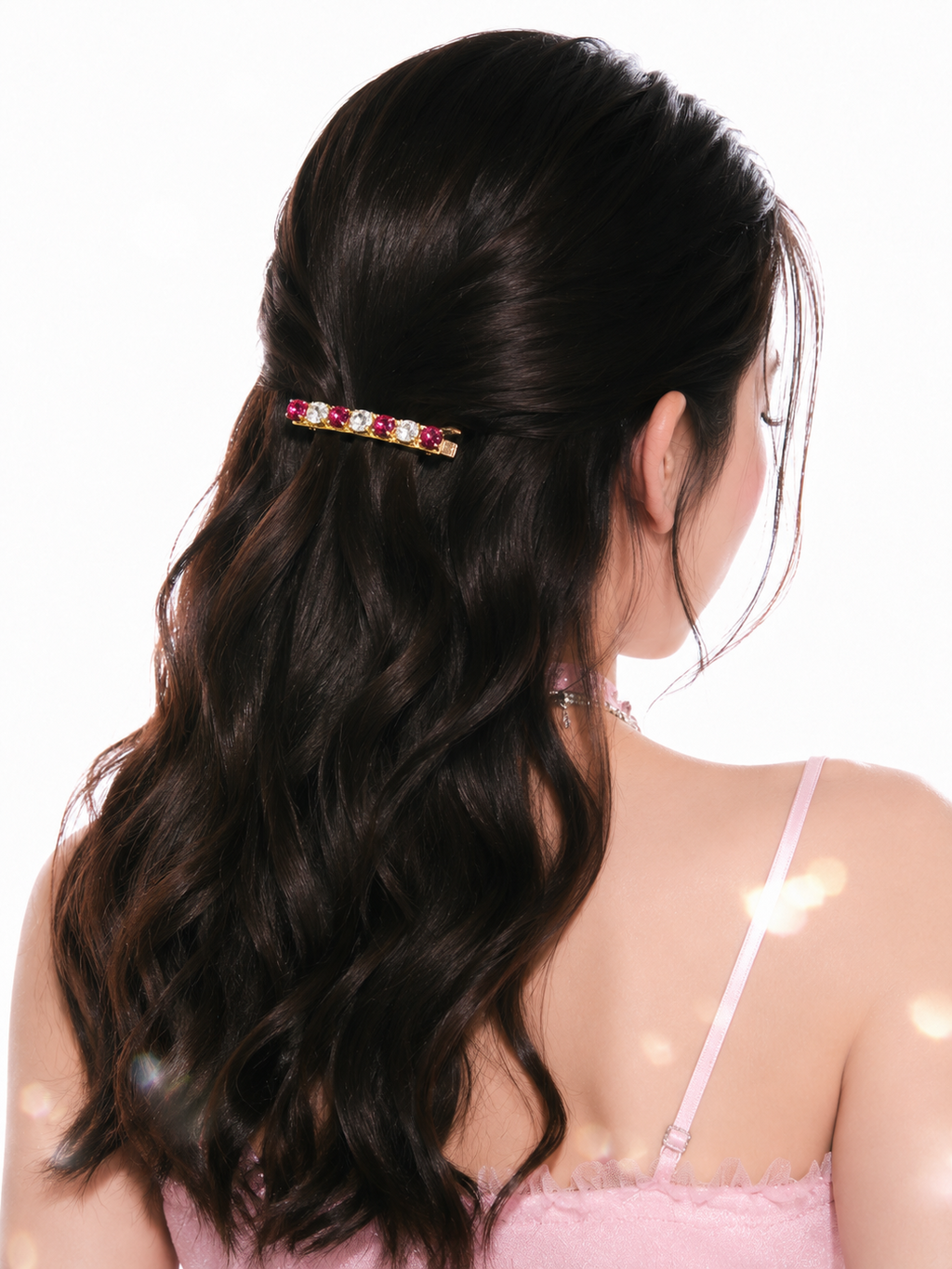 Crimson Pearl Crystal Hair Clip