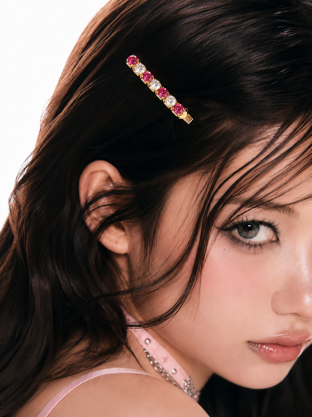 Crimson Pearl Crystal Hair Clip