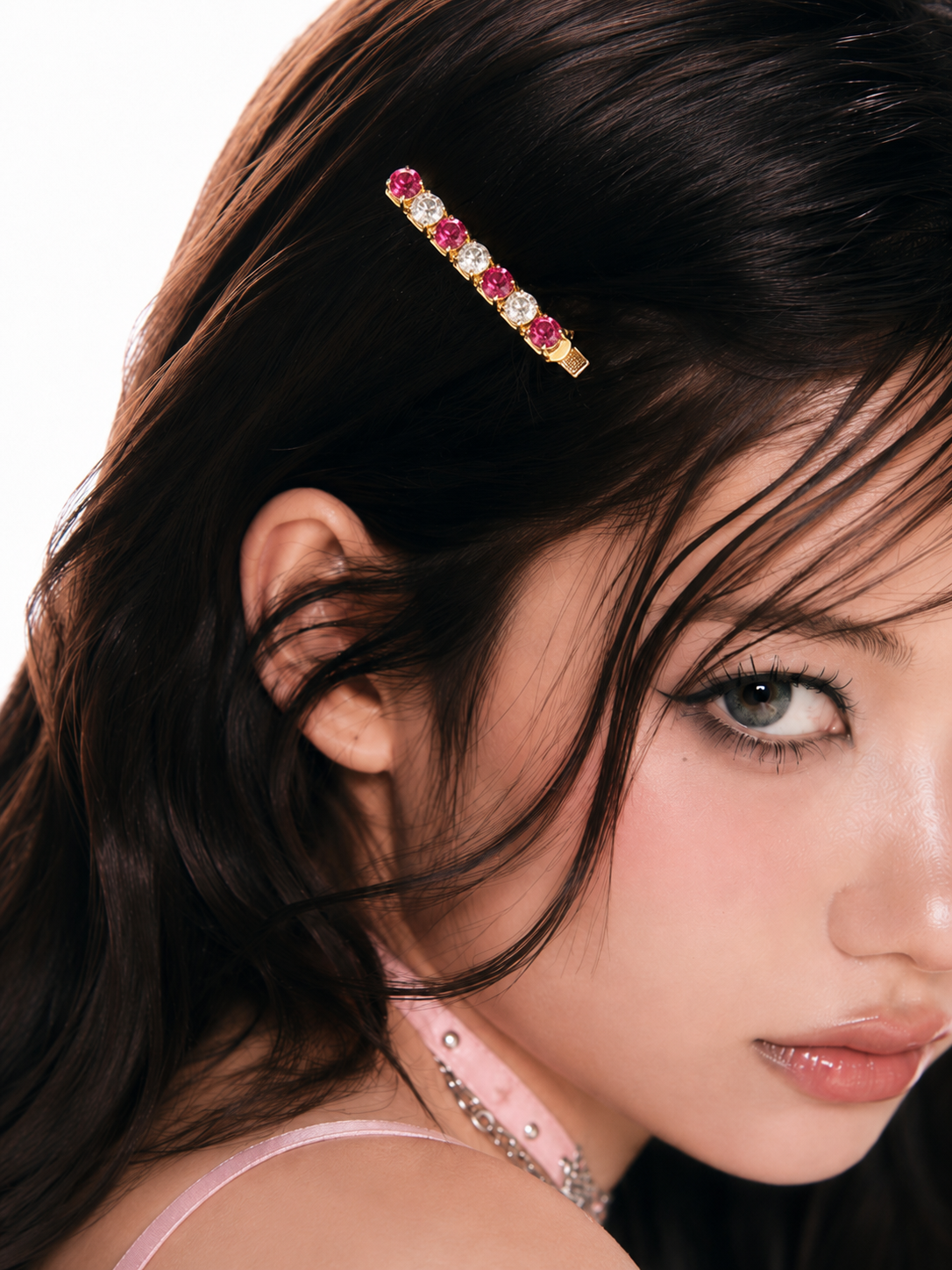 Crimson Pearl Crystal Hair Clip
