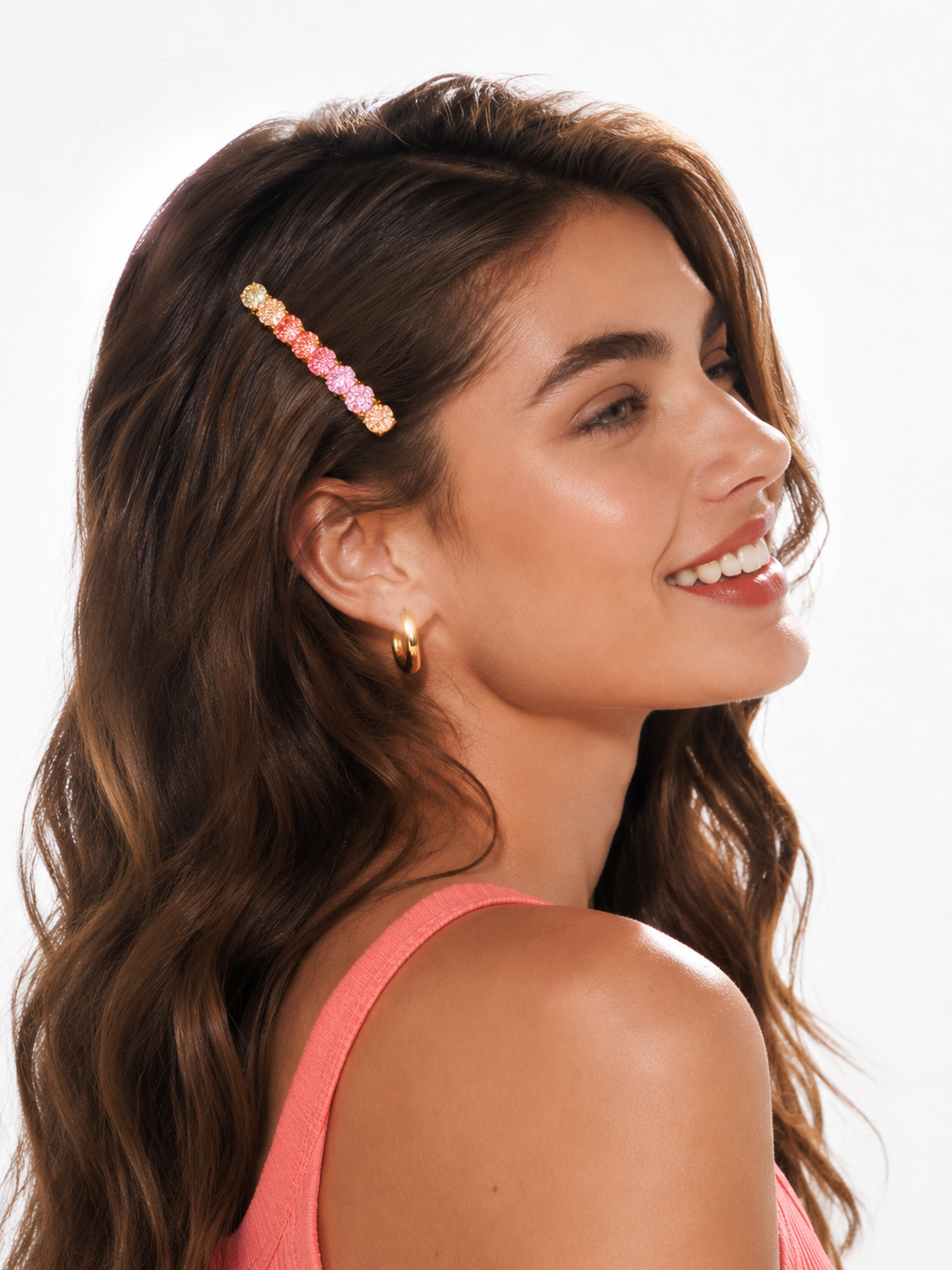 Gradient Pink Firework-Cut CZ Hair Clip