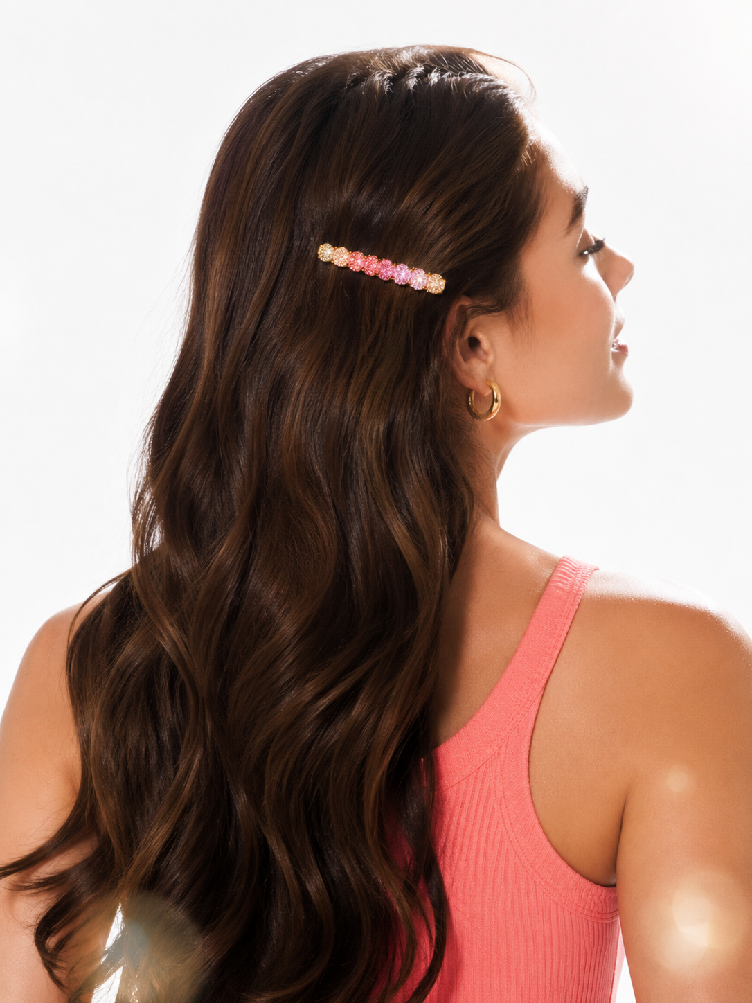 Gradient Pink Firework-Cut CZ Hair Clip