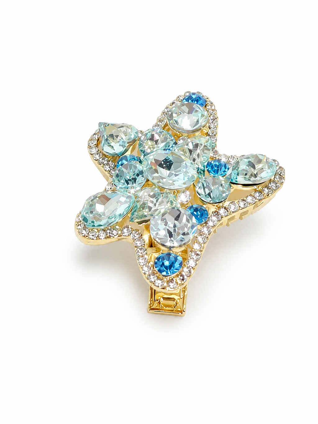 Blue Starfish Rhinestone Hair Clip