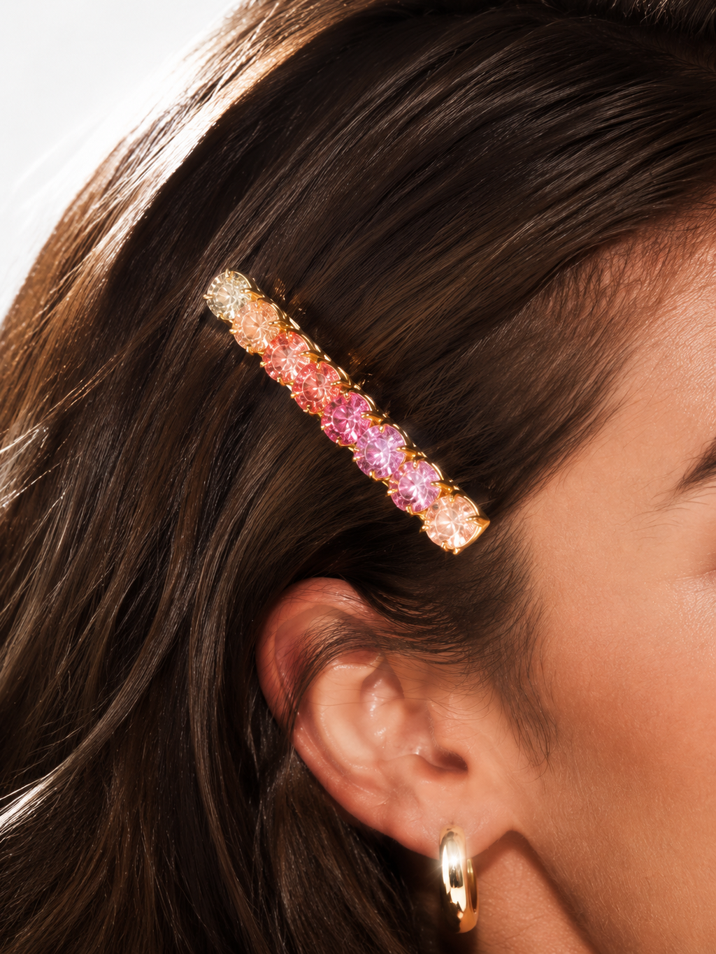 Gradient Pink Firework-Cut CZ Hair Clip