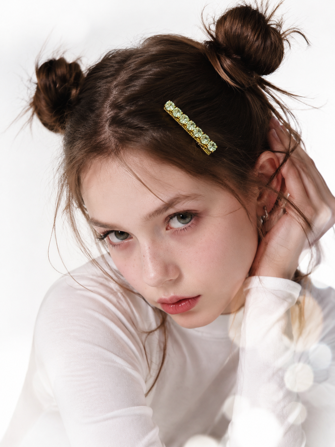 Light Blue Hearts & Arrows Crystals Hair Clip