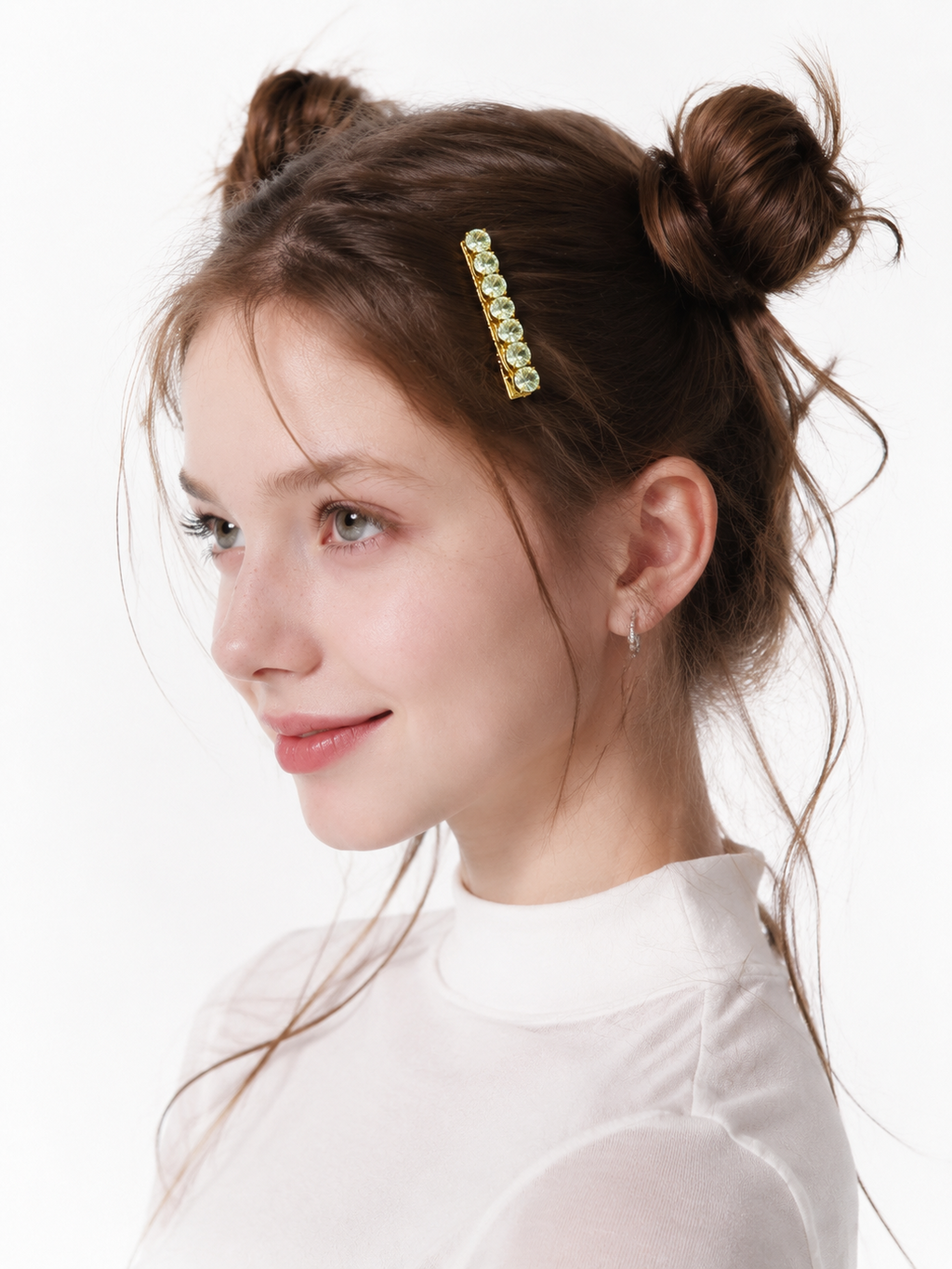 Light Blue Hearts & Arrows Crystals Hair Clip